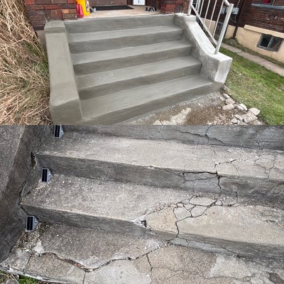 Step Repairs - Cracking & crumbling steps ( Job took 8 hours )
