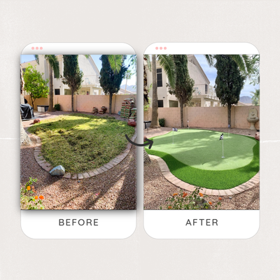 Before and After - Check out these before & after transformations from East Valley Turf — their work really shows how a yard can be totally transformed with artificial turf:

Lush, green lawns now replace bare or rock-covered ground.

One space was turned into a sleek putting-green-style turf.

Even backyards by patios and pool areas feel more polished and low-maintenance.