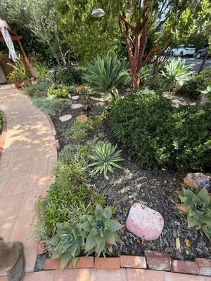 Bar/mulch added to planters - Here is a detail a customer really loved that we recommended adding bar/mulch to her garden there are a before and after picture if interested let us know ✅