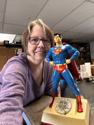 Man of Steel Pack & Wrap - Today's interesting shipment was this vintage Superman telephone, complete with rotary dial and stretchy handset cord. This item was an eBay sale on it's way to it's new home. He was wrapped securely in heavy duty bubble wrap, nestles in a box surrounded by styrofoam peanuts and marked as fragile for his journey. What do YOU need to ship? Man of Steel Pack & Wrap - Today's interesting shipment was this vintage Superman telephone, complete with rotary dial and stretchy handset cord. This item was an eBay sale on it's way to it's new home. He was wrapped securely in heavy duty bubble wrap, nestles in a box surrounded by styrofoam peanuts and marked as fragile for his journey. What do YOU need to ship?