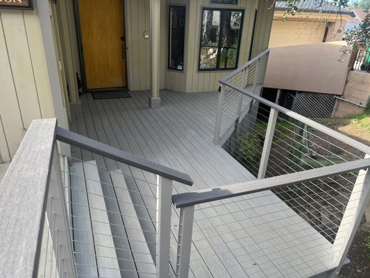 Azek Decking with Cable Railing using metal posts - We re installed a deck for a client using new Azek Decking, and custom cable railing with 3x3 metal posts Azek Decking with Cable Railing using metal posts - We re installed a deck for a client using new Azek Decking, and custom cable railing with 3x3 metal posts