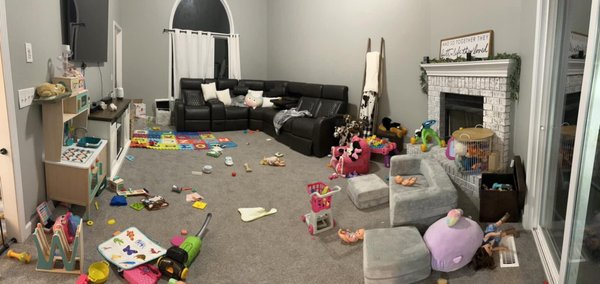 Home Organizing - This moms was overwhelmed with coming home from work everyday and her living room looking like this, so she hired us to come in and do some organizing and light housekeeping for her, and now we return weekly so she doesn't have to stress about it, and now has more time to spend with her family. Home Organizing - This moms was overwhelmed with coming home from work everyday and her living room looking like this, so she hired us to come in and do some organizing and light housekeeping for her, and now we return weekly so she doesn't have to stress about it, and now has more time to spend with her family.