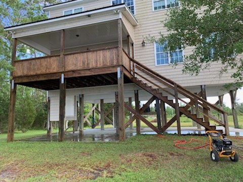 Pressure washing project - We gave this decking, stairs, and porch a new face lift! Pressure washing project - We gave this decking, stairs, and porch a new face lift!