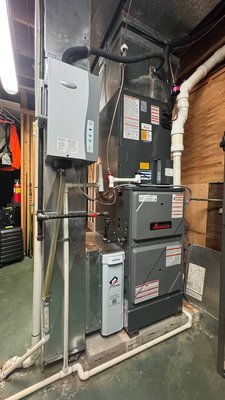 New Amana Furnace Installation (2026) - We installed a brand new high-efficiency Amana Gas Furnace to replace an old, outdated heating system.

A new Amana Gas Furnace is built to last 15 to 20 years or more with regular professional maintenance. Upgrading your heating system is a smart investment in your home’s comfort and energy efficiency that will pay off in lower utility bills over time!

The key advantages of Amana Gas Furnaces are:

- High-Efficiency Heating & Lower Bills: Modern condensing technology extracts maximum heat from your fuel source, ensuring your home stays warm while keeping monthly heating costs as low as possible.

- Variable-Speed Blower: Instead of blasting air at full speed all at once, the variable-speed motor adjusts airflow smoothly for consistent temperatures, quieter operation, and improved indoor air quality.

- Dual-Fuel Ready: Paired seamlessly with an Amana Heat Pump, this furnace acts as a reliable backup source during extreme freezing winter temperatures, giving you the perfect multi-stage heating system.

Contact Astera Service today, and we can install a brand new, reliable Amana Furnace for your home!