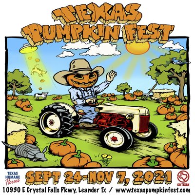 TEXAS PUMPKIN FEST - Texas Pumpkin Fest 2021 is right around the corner. We're shipping in way more Pumpkins and Gourds this year, Plus we've added many new and exciting features... Like Magician Performances Every Fri, Sat and Sun, 65ft Super Slide, Giant Pumpkin Spinner, Inflatable Obstacle Course, Pumpkin Smash'N, and all the usual stuff like Face Painting, Hay Maze, Hay Pyramid, Kiddie Train and Tractor and even more! See Y'all There! TEXAS PUMPKIN FEST - Texas Pumpkin Fest 2021 is right around the corner. We're shipping in way more Pumpkins and Gourds this year, Plus we've added many new and exciting features... Like Magician Performances Every Fri, Sat and Sun, 65ft Super Slide, Giant Pumpkin Spinner, Inflatable Obstacle Course, Pumpkin Smash'N, and all the usual stuff like Face Painting, Hay Maze, Hay Pyramid, Kiddie Train and Tractor and even more! See Y'all There!