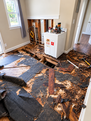 Kitchen remodel - Full kitchen remodel — from water-damaged subfloor to brand-new cabinets, countertops, and flooring." Kitchen remodel - Full kitchen remodel — from water-damaged subfloor to brand-new cabinets, countertops, and flooring."