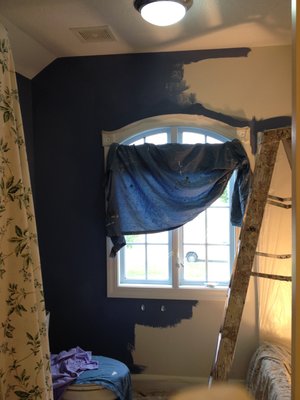 Stunning new color for bathroom - In one day I transformed this bathroom from smudgy basic builder's paint to stunning blue satin. Gone are the old dents, stains and cracks. The clients love the washable paint and fresh new look. Imagine your living space transformed and freshened up with new colors and ready for a new chapter; then give Frank at Bespoke Painting Services to make it a colorful reality. We follow all the COVID safety procedures so you are safe- you'll see my temperature upon arrival with a thermometer & I’ll be wearing a mask and gloves. We’ll take good care of you and your project! Stunning new color for bathroom - In one day I transformed this bathroom from smudgy basic builder's paint to stunning blue satin. Gone are the old dents, stains and cracks. The clients love the washable paint and fresh new look. Imagine your living space transformed and freshened up with new colors and ready for a new chapter; then give Frank at Bespoke Painting Services to make it a colorful reality. We follow all the COVID safety procedures so you are safe- you'll see my temperature upon arrival with a thermometer & I’ll be wearing a mask and gloves. We’ll take good care of you and your project!