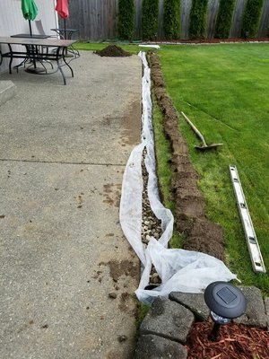 French Drain Projects - Just a few examples of what to expect during the construction process of French Drains. French Drain Projects - Just a few examples of what to expect during the construction process of French Drains.