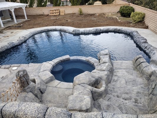new build pool/spa and water feature - custom oasis pool/spa water slide and grotto