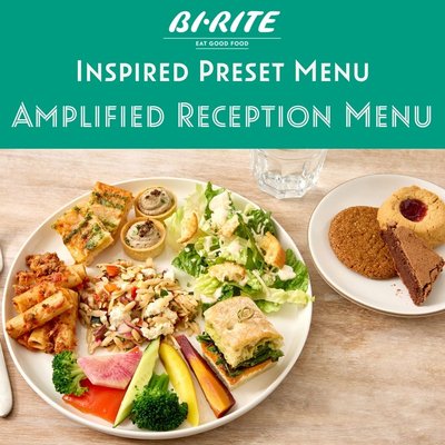 Amplified Reception Menu - Amp up the excitement with an assortment of appetizers, nourishing mains, and delicious desserts. Includes meat, vegetarian, and vegan options. Some items are served hot.