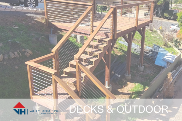 Decks and Other Outdoor Projects - Each project has its own set of unique design circumstances and specifications requiring a custom approach to construction, design, and installation. Our team of professionals prioritizes building your dream deck with safety and durability in mind.
Our team is dedicated to completing your project professionally from beginning to end. Using our techniques and knowledge gained throughout our years in the construction industry, our goal is to ensure the investment in your home is worth it. Our deck process involves pre-construction planning, prep and framing, and aesthetic finishes. Decks and Other Outdoor Projects - Each project has its own set of unique design circumstances and specifications requiring a custom approach to construction, design, and installation. Our team of professionals prioritizes building your dream deck with safety and durability in mind.
Our team is dedicated to completing your project professionally from beginning to end. Using our techniques and knowledge gained throughout our years in the construction industry, our goal is to ensure the investment in your home is worth it. Our deck process involves pre-construction planning, prep and framing, and aesthetic finishes.