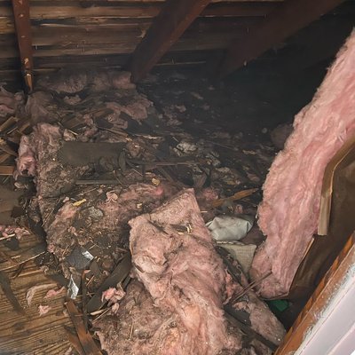 Attic Cleanup - This was the mess roofers left behind insulation and debris all over. came out great !