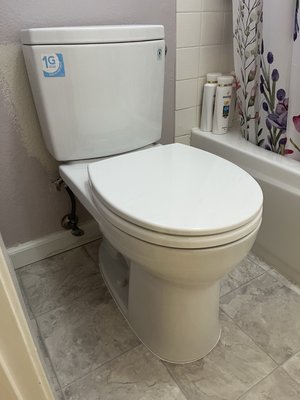 Toilet Installed - Toto toilet was installed in upstairs bathroom . Leak tested after being built. Everything went smooth! Power flush Toilet Installed - Toto toilet was installed in upstairs bathroom . Leak tested after being built. Everything went smooth! Power flush