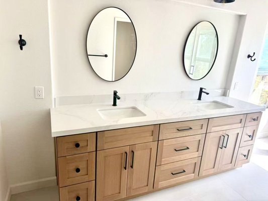 Caminito Diablo Master bathroom - This project was completed at the beginning of October.
The modern-style vanity and countertop, paired with light-colored tiles, make the entire master bathroom feel more open, bright, and spacious. We love how clean and elegant the final look turned out! Caminito Diablo Master bathroom - This project was completed at the beginning of October.
The modern-style vanity and countertop, paired with light-colored tiles, make the entire master bathroom feel more open, bright, and spacious. We love how clean and elegant the final look turned out!