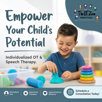 Fine Motor Treatment - How We Support Fine Motor Skill Development

At The OT Zone, we specialize in helping children build the fine motor skills they need to succeed at home, in school, and in daily life. Fine motor skills involve the small muscles of the hands and fingers—these are the skills kids use to hold a pencil, use utensils, button shirts, tie shoes, and more.

How We Help: Fun, Purposeful, Personalized
Our occupational therapists create engaging, individualized treatment plans that look like play but are packed with skill-building. We believe learning should be fun, so your child will be motivated and excited during each session.

Here are just some of the activities we use to boost fine motor development:

✂️ Hands-On Exercises We Love:
Playdough and Therapy Putty: Squeezing, pinching, and rolling to build hand strength.

Beading and Lacing: Enhancing finger control and coordination.

Scissor Skills: Cutting paper and shapes for precision and strength.

Tweezers, Tongs, and Clothespins: For grip strength and finger isolation.

Pegboards and Puzzles: Supporting dexterity and hand-eye coordination.

Drawing, Coloring, and Writing: Practicing pencil grasp, control, and pre-writing shapes.

What to Expect During Treatment
Individualized Therapy: Each child receives a plan tailored to their needs and abilities.

Weekly Sessions: Typically, 30–45 minutes of one-on-one, hands-on therapy.

Home Support: We provide simple, fun exercises you can do at home with your child.

Progress Tracking: We monitor and celebrate every achievement along the way.

Why Fine Motor Skills Matter
Improving fine motor skills can lead to big changes in your child’s life. Here’s how:

✅ Increased independence with daily tasks like dressing, feeding, and grooming.

✅ Better academic readiness through improved writing, cutting, and hand control.

✅ Boosted confidence as they master new skills and overcome challenges.

✅ Less frustration—when tasks become easier, behavior and focus often improve too!

Partnering with You
At The OT Zone, we see every family as part of the therapy team. We work closely with you to ensure your child is supported not only in the clinic, but also at home and school.

Have questions or want to learn more about how we can support your child?
We’d love to talk! Contact us today to schedule a consultation or tour of The OT Zone.