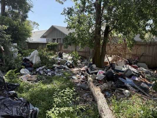 Backyard Cleanout - Complete backyard cleanout for this homeowner in Ormond Beach. This yard was completely filled with trash, over 7 years of accumulation. We cleared everything out and helped the homeowner get their yard space back. If you need a property cleanup, yard debris removal, shed removal, or a full clean out, we can handle it same day. Backyard Cleanout - Complete backyard cleanout for this homeowner in Ormond Beach. This yard was completely filled with trash, over 7 years of accumulation. We cleared everything out and helped the homeowner get their yard space back. If you need a property cleanup, yard debris removal, shed removal, or a full clean out, we can handle it same day.
