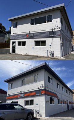 Rockland Commercial Painting - After more than 15 years without a paint job, business owner wanted to level up the aesthetics of his headquarters. Full exterior and a custom 3 stripe design was added to the side of the building. Rockland Commercial Painting - After more than 15 years without a paint job, business owner wanted to level up the aesthetics of his headquarters. Full exterior and a custom 3 stripe design was added to the side of the building.