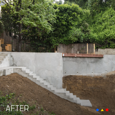 Deteriorating Retaining Wall Repair - Check out this amazing transformation of this challenging tight-access hillside retaining wall and deck project in Los Feliz. 

We were called upon to address this deteriorating 80+ year old retaining wall that posed a threat to the entire property. From assessment to construction, our clients were in good hands.
Despite facing unprecedented rainstorms, we persevered and executed the task with utmost precision.