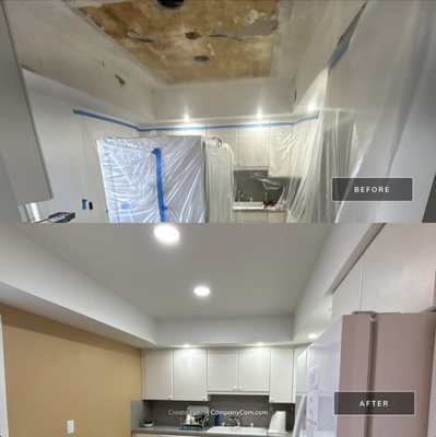 Painting - This was a water damaged Penthouse suite that needed a full restoration. The customers elderly mother lived there and had a tight timeline to complete with a temporary living situation. All walls and ceilings were repaired and restored.All wallpaper was removed. New flooring was installed replacing the old carpet throughout including all new trim. Customer and his mother were pleasantly surprised with our timeline and quality of work. Painting - This was a water damaged Penthouse suite that needed a full restoration. The customers elderly mother lived there and had a tight timeline to complete with a temporary living situation. All walls and ceilings were repaired and restored.All wallpaper was removed. New flooring was installed replacing the old carpet throughout including all new trim. Customer and his mother were pleasantly surprised with our timeline and quality of work.