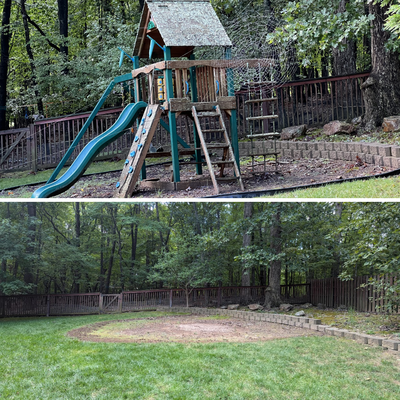 Playset Demo & Removal - This project was conducted in Chapel Hill, NC. We arrived on location and spoke with the customer and had the playset removed and area cleaned up within 45 minutes. Playset Demo & Removal - This project was conducted in Chapel Hill, NC. We arrived on location and spoke with the customer and had the playset removed and area cleaned up within 45 minutes.