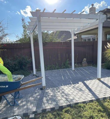 Pergola & Patio with Pavers - We did a white Pergola in Georgetown Texas and Patio with Pavers