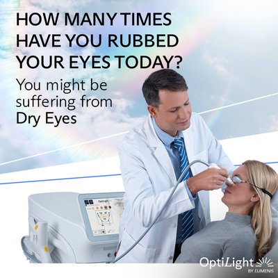 OptiLight by Lumenis - A Solution For Dry Eyes - Dry eye presents many inconveniences. Featuring a 10-minute procedure performed four times just 2-4 weeks apart, OptiLight by Lumenis® manages and improves your dry eye disease, reducing the dependency for drops, as well as saving you time and energy.
For a bright solution to dry eye, visit our website or call our office today. OptiLight by Lumenis - A Solution For Dry Eyes - Dry eye presents many inconveniences. Featuring a 10-minute procedure performed four times just 2-4 weeks apart, OptiLight by Lumenis® manages and improves your dry eye disease, reducing the dependency for drops, as well as saving you time and energy.
For a bright solution to dry eye, visit our website or call our office today.