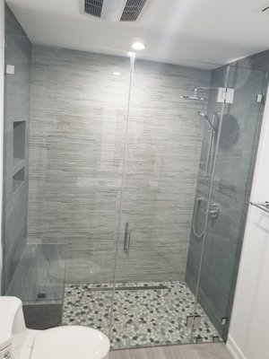 Complete Bathroom remodeling - This a complete bathroom remodeling in studio city condo, tub was leaking to the first floor, after gutting it all we did a zero edge walk in shower with waterproofing and built in a bench with a double soap niche, notice the mitering on the tile:) shower pan with a linear drain along with redoing all the electrical to give inside light to the shower and led mirrors. Complete Bathroom remodeling - This a complete bathroom remodeling in studio city condo, tub was leaking to the first floor, after gutting it all we did a zero edge walk in shower with waterproofing and built in a bench with a double soap niche, notice the mitering on the tile:) shower pan with a linear drain along with redoing all the electrical to give inside light to the shower and led mirrors.