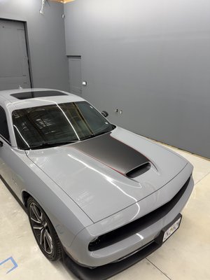 2022 Dodge Challenger | Hood Decal, Mirror Wrap, Side Stripes, Spoiler Wrap - This Challenger had a big makeover. We made a custom hood decal, custom side stripes, and wrapped the mirrors and spoiler, all done in 3M's Satin Black with 3M's Satin Red accents. 2022 Dodge Challenger | Hood Decal, Mirror Wrap, Side Stripes, Spoiler Wrap - This Challenger had a big makeover. We made a custom hood decal, custom side stripes, and wrapped the mirrors and spoiler, all done in 3M's Satin Black with 3M's Satin Red accents.