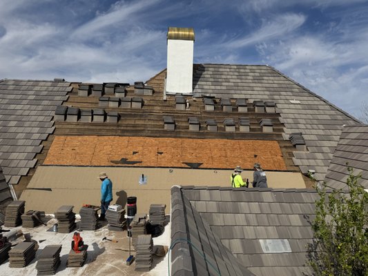 Tile Leak Repair - Customer had a leak on a very steep tile roof, not too much to handle for Samurai Roofing & Restoration.  The tile and underlayment were removed from the leak area.  A 2 layer system was installed around the chimney, and premium underlayment was installed over the uncovered area.  Battens were installed and the tiles were nailed back into place.  Can't even tell it was done, except it no longer leaks!