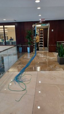 CAT6 Installation for Office Building - CAT6 cable runs for a corporate office. Plan, and drop 20 cable runs for a multi-level building. We are insured to $2M, meeting the requirements of building management. CAT6 Installation for Office Building - CAT6 cable runs for a corporate office. Plan, and drop 20 cable runs for a multi-level building. We are insured to $2M, meeting the requirements of building management.