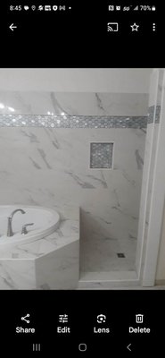 Bathroom Shower Tile Replacement - Full shower remodel from demo to new tile to the floors and wall! Looking for a shower refresh- Call me today for a free quote, happy to come out and take a look!