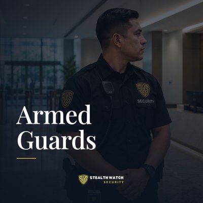 Licensed Armed Security Guards - Protect your business with professional armed security guards from Stealthwatch Security. We provide licensed armed security officers for commercial properties, jewelry stores, banks, cannabis dispensaries, office buildings, warehouses, retail centers, hotels, and construction sites throughout Southern California.

Our highly trained officers provide 24/7 armed security, crime prevention, access control, vehicle patrol, loss prevention, alarm response, and rapid emergency response to help protect your employees, customers, and valuable assets.

Whether you need temporary armed security, long-term armed guard services, or overnight protection, Stealthwatch Security delivers reliable, professional security tailored to your business.

Keywords: Armed Security Guards, Armed Security Services, Licensed Armed Security, Armed Security Company, Commercial Armed Security, Armed Patrol Services, Jewelry Store Security, Cannabis Dispensary Security, Warehouse Security, Office Building Security, Retail Security, Hotel Security, Private Security Guards, 24/7 Armed Security, Security Guard Company.

📞 Call Stealthwatch Security today: 562-448-6759
