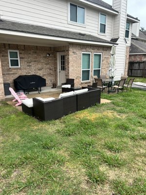 Patio addition - This project was well needed. The original patio area was tiny and uncovered, a problem for the homeowner with a big family that loves grilling. We lent a hand and built him the patio that he always wanted. Patio addition - This project was well needed. The original patio area was tiny and uncovered, a problem for the homeowner with a big family that loves grilling. We lent a hand and built him the patio that he always wanted.