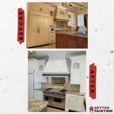 Kitchen Cabinet Painting - CONSIDERING PUCHASING NEW KITCHEN CABINETS? LET US COMPLETELY TRANSFORM YOUR EXISTING CABINETS FOR A FRACTION OF THE COST OF REPLACING! A SNAPSHOT OF WHAT TO EXPECT:
-DOORS + DRAWER FACES ARE REMOVED AND TRANSPORTED TO OUR SHOP FOR SPRAYING
-HARWARE IS REMOVED
-ALL COMPONENTS ARE THOROUGHLY CLEANED, DEGREASED, SANDED, PROPERLY PRIMED, PAINTED AND SEALED
-DRAWERS + DOORS + HARDWARE ARE REINSTALLED
YOUR ONLY RESPONSIBILITES ARE TO EMPTY ALL CABINETS, DRAWERS, AND COUNTERTOPS. Kitchen Cabinet Painting - CONSIDERING PUCHASING NEW KITCHEN CABINETS? LET US COMPLETELY TRANSFORM YOUR EXISTING CABINETS FOR A FRACTION OF THE COST OF REPLACING! A SNAPSHOT OF WHAT TO EXPECT:
-DOORS + DRAWER FACES ARE REMOVED AND TRANSPORTED TO OUR SHOP FOR SPRAYING
-HARWARE IS REMOVED
-ALL COMPONENTS ARE THOROUGHLY CLEANED, DEGREASED, SANDED, PROPERLY PRIMED, PAINTED AND SEALED
-DRAWERS + DOORS + HARDWARE ARE REINSTALLED
YOUR ONLY RESPONSIBILITES ARE TO EMPTY ALL CABINETS, DRAWERS, AND COUNTERTOPS.