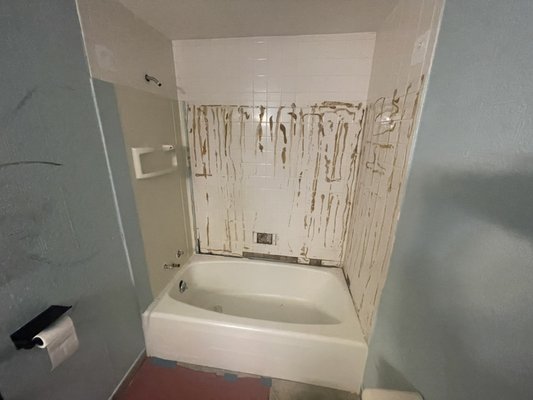 Bathroom tub and shower replacement. - The customer wanted to get rid of their old cast iron bathtub and tile wall surround.  
We updated and installed a new bathtub and shower surround that this customer was very pleased with and couldn’t wait to use.