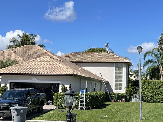 Pressure cleaning. - Roof pressure washing.