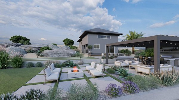 A Backyard Built to Impress - Our clients came to us with a bold vision, an impressive driveway to match their collection of special cars, and a backyard built for style, comfort, and entertaining.
This design features a custom patio cover, a full outdoor kitchen with an island, a fire pit lounge area, and a clean modern layout of concrete squares with turf in between. The turf continues throughout the yard for a fresh, low-maintenance look, surrounded by thoughtfully selected landscaping and a detailed plant legend.
Every detail was carefully planned in collaboration with the homeowners. Together, we turned their ideas into a true piece of design art—where function meets creativity in every corner. A Backyard Built to Impress - Our clients came to us with a bold vision, an impressive driveway to match their collection of special cars, and a backyard built for style, comfort, and entertaining.
This design features a custom patio cover, a full outdoor kitchen with an island, a fire pit lounge area, and a clean modern layout of concrete squares with turf in between. The turf continues throughout the yard for a fresh, low-maintenance look, surrounded by thoughtfully selected landscaping and a detailed plant legend.
Every detail was carefully planned in collaboration with the homeowners. Together, we turned their ideas into a true piece of design art—where function meets creativity in every corner.