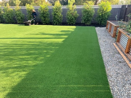 Artificial Turf Installation - Before and after artificial turf installation. Artificial Turf Installation - Before and after artificial turf installation.