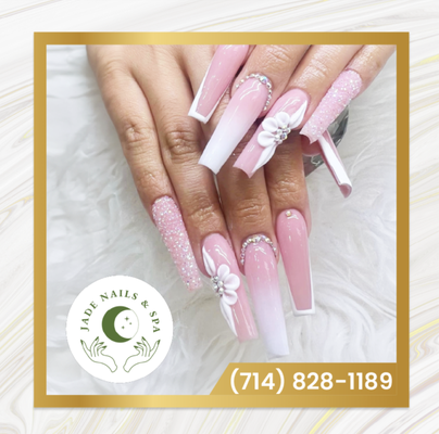 Custom Nails - At Jade Nails & Spa we believe that your nails are your ultimate fashion accessory!! Our nail salon is a haven of creativity and relaxation, where your hands and feet become the canvas for works of art that reflect your unique style and personality! Custom Nails - At Jade Nails & Spa we believe that your nails are your ultimate fashion accessory!! Our nail salon is a haven of creativity and relaxation, where your hands and feet become the canvas for works of art that reflect your unique style and personality!