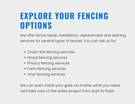 Fencing Services - Keep Your Property Private and Secure A high-quality fence does a lot for your property. Not only does it add privacy and security, but it can also boost your property value and curb appeal. Just make sure to hire Amen Home Improvements for the fencing services you need. From fence repairs to installations, we deliver top-notch results for all types of projects in Brighton, CO and the surrounding areas. Fencing Services - Keep Your Property Private and Secure A high-quality fence does a lot for your property. Not only does it add privacy and security, but it can also boost your property value and curb appeal. Just make sure to hire Amen Home Improvements for the fencing services you need. From fence repairs to installations, we deliver top-notch results for all types of projects in Brighton, CO and the surrounding areas.
