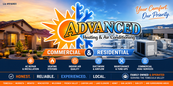 Residential and Commercial HVAC - We proudly provide residential and commercial HVAC services throughout Temecula, Murrieta, Menifee, Winchester, Wildomar, French Valley, Canyon Lake, Lake Elsinore, Hemet, San Jacinto, Sun City, and surrounding communities.