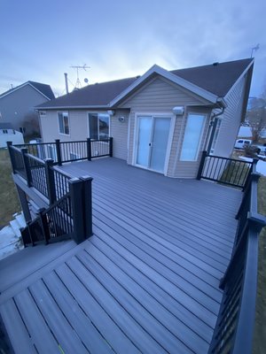 Deck Replacement December 2023 - This deck was getting old and starting to show weathering. We tore out the old deck and replaced it with a brand new frame, decking and railing. Deck Replacement December 2023 - This deck was getting old and starting to show weathering. We tore out the old deck and replaced it with a brand new frame, decking and railing.