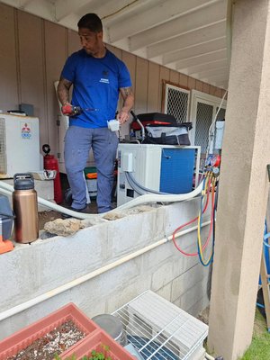 Daikin mini split install - This removal and disposal of old Fujitsu unit,￼ then we went ahead and added Daikin which I recommend my customers using because it’s the best on the market very efficient and they also have a 12 year warranty