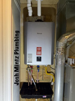 Rinnai Tankless Upgrade - When on old tank water heater was leaking our client took the opportunity to upgrade to a new Rinnai tankless water heater. This unit will provide constant hot water in their home for years to come. Rinnai Tankless Upgrade - When on old tank water heater was leaking our client took the opportunity to upgrade to a new Rinnai tankless water heater. This unit will provide constant hot water in their home for years to come.