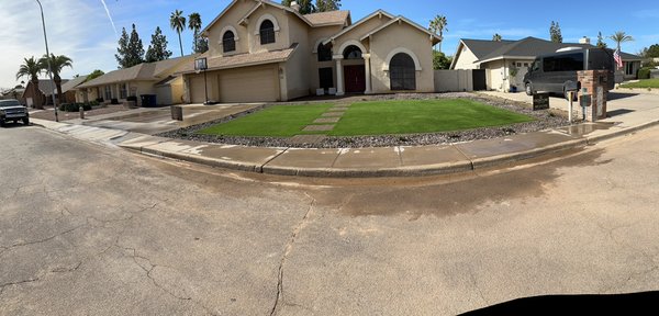 Tempe front yard remodel - Tempe house, front yard full remodeled, LOW maintenance. We install turf pavers and did a new drip system extended patio and also extended driveway for parking.  Tempe front yard remodel - Tempe house, front yard full remodeled, LOW maintenance. We install turf pavers and did a new drip system extended patio and also extended driveway for parking. 