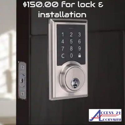 Smart Lock while supplies last - Replace your stand alone deadbolt with this Smart Lock. Not valid with doors that have interconnected locks or center to center of 3.5 inches or less.  Please send photo of your existing lock from exterior and interior side. Offer only valid in Tri-City area. For other area's please call for price. Includes service charge and installation only.
