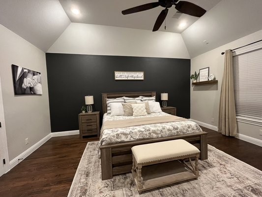 Room Painted! - Check this interior paint project! Big difference an accent wall can make when you get you whole room painted! Contact us now for a FREE estimate 🙂