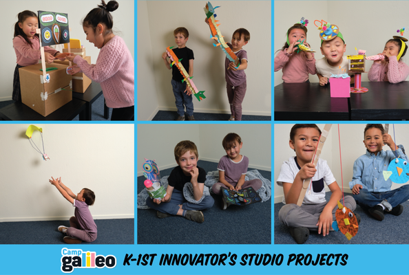 Summer 2025 K & 1st Grade Projects - Our Nebula Campers work on 1-2 day, age-appropriate projects individually and in small groups to challenge their thinking and test their perseverance. Join us for anywhere between one and six weeks of innovation, friendship and fun! While the projects and activities change from week to week, you can count on an unbelievably fun summer at Camp Galileo. Campers have three daily rotations that are focused on expanding their minds and having them test their ideas through amazingly fun projects. Campers work on individual projects during our Innovator's Studio rotation and collaborate with each other during the Idea Lab and Outdoor Adventure rotations. Click through to see pictures of our Innvator's Studio projects for summer 2025. Then they work with friends on fun, fast challenges in Idea Lab! Every week is full of new open-ended activities that are all about teamwork and testing. Campers take on challenges like making a ball-throwing game to feed hungry monsters, building customized cup and card houses for animals or helping monkeys find hidden treasure in a Storybuild expedition. Finally, campers can look forward to getting their wiggles out during Outdoor Adventure. Campers play two or more active, collaborative games every day, such as standing statue-still in Night at the Museum, strutting their stuff in Dance Tag or slithering through an obstacle course with their team in Snake Race.