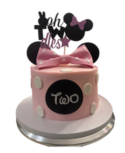 Mickey Mouse Cake - Oh Toodles! It's time to make some magical memories with our Minnie Mouse Cake! Layers of delicious cake, creamy frosting, and Minnie's iconic ears! Make it extra magical: add a name & age 

 Order now & spread the Disney love!