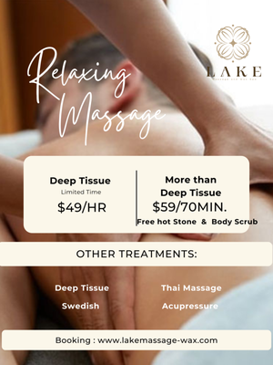 Grand Opening Package - I have been running a massage and beauty shop since 2008.  The services include Facial, Lashes Extension, Wax and massage. 
Many customers will become long-term customers once they come here because all the employees we hire have licenses and more than 6 years of experience. 
Every session is guaranteed to achieve the level of perfection you require.
